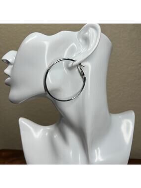 Silver hoop hoops earrings surgical steel post pinup chola chicano latino love